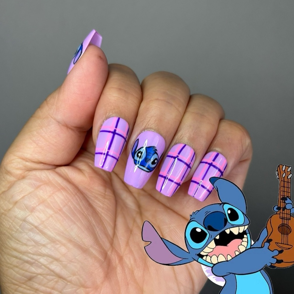 Handmade Press On Nails StitchInspired medium coffin 20 pc set